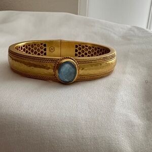 Julie Vos Gold Hinge Bracelet with Blue Stone